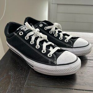 Converse, Black, low-top, canvas, Kids Size 6
